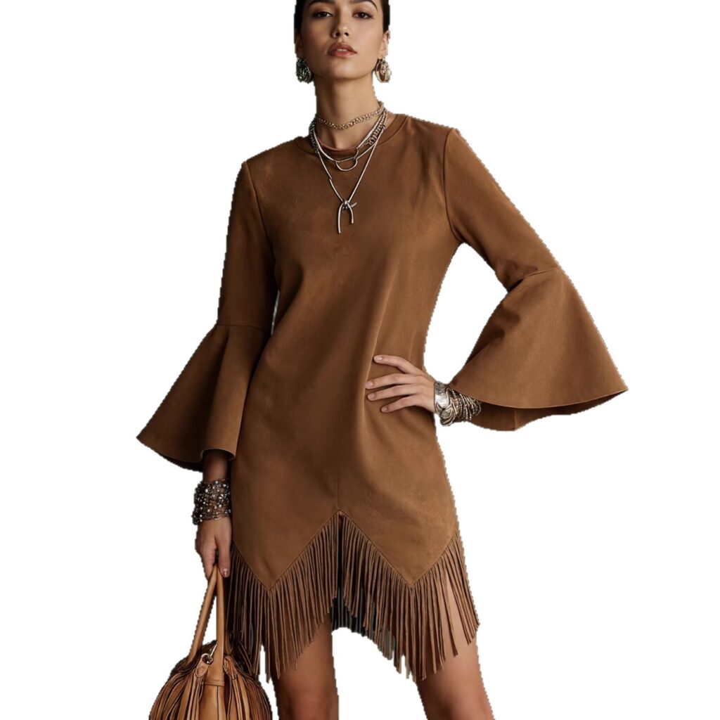 Tasseled Flared-Sleeve Loose-Fit Fashionable Dress For Women