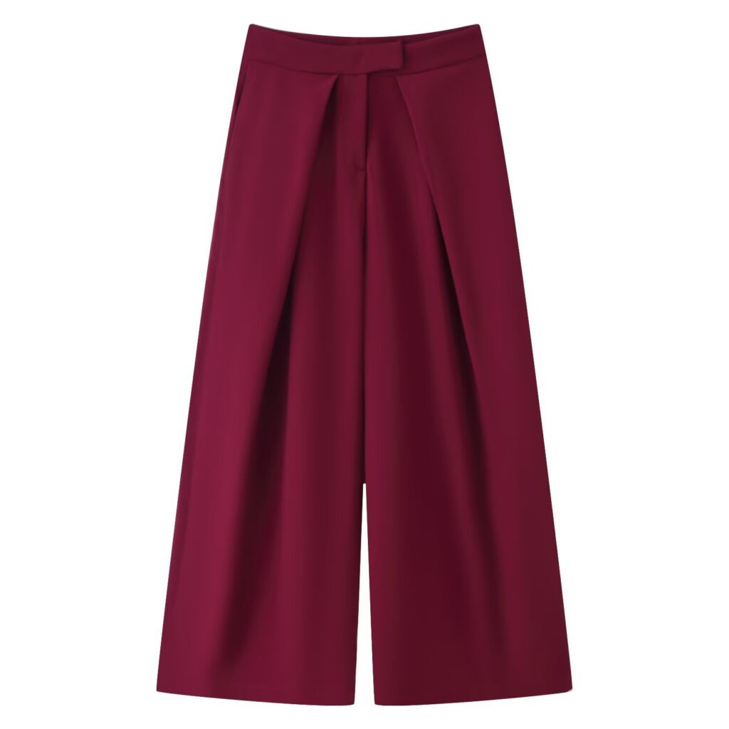Casual High-waisted Pleated Wide-leg Pants