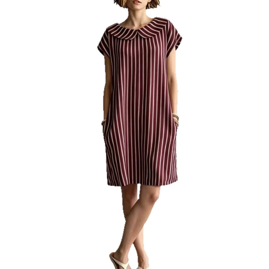 Elegant And Fashionable Printed Striped Dress For Women