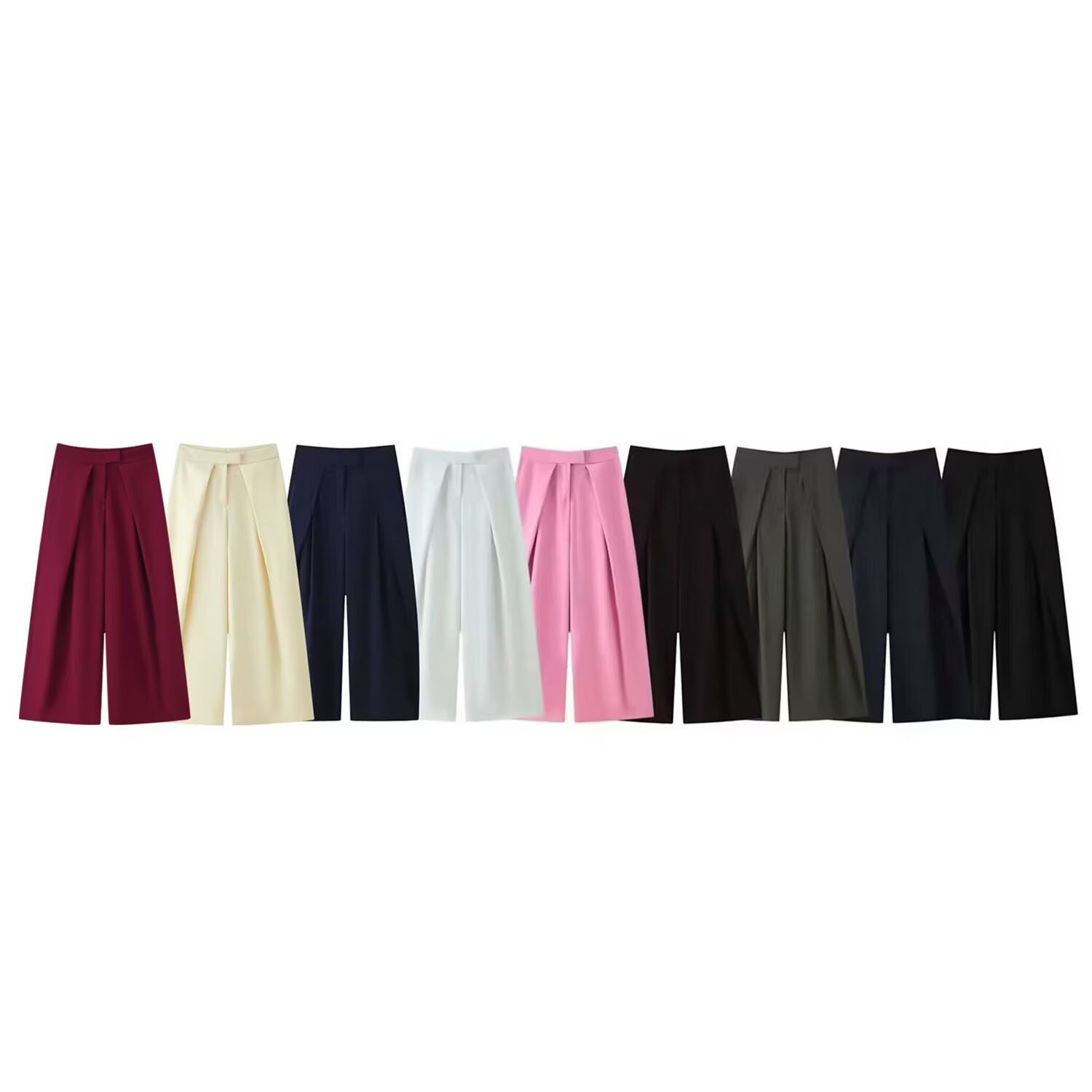 Casual High-waisted Pleated Wide-leg Pants - Image 4