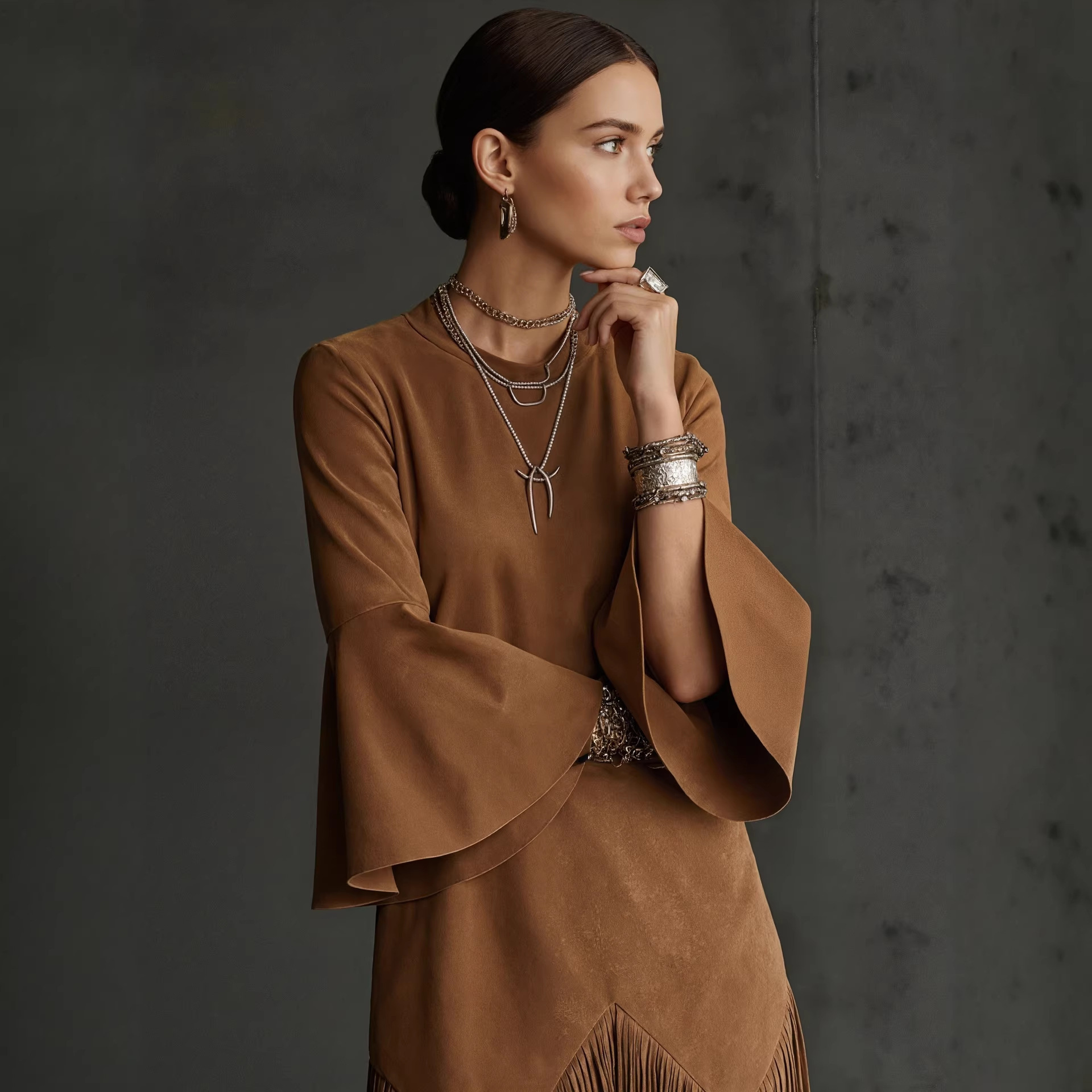 Tasseled Flared-Sleeve Loose-Fit Fashionable Dress For Women - Image 6