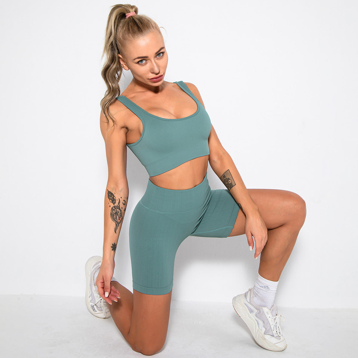 2PCS Women Yoga Set Gym Set Sexy Bra Seamless Sports Shorts Workout Running Clothing Gym Wear Athletic Sport Suit - Image 5