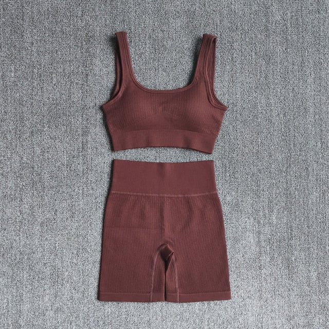 2PCS Women Yoga Set Gym Set Sexy Bra Seamless Sports Shorts Workout Running Clothing Gym Wear Athletic Sport Suit - Image 19